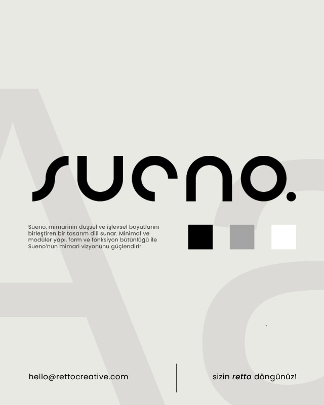 Sueno'nun yeni marka kimliği! Minimal ve güçlü tipografi ile mimarlık dünyasında fark yaratan bir logo tasarımı. 'sizin retto döngünüz!' #logodesign #branding #sueno